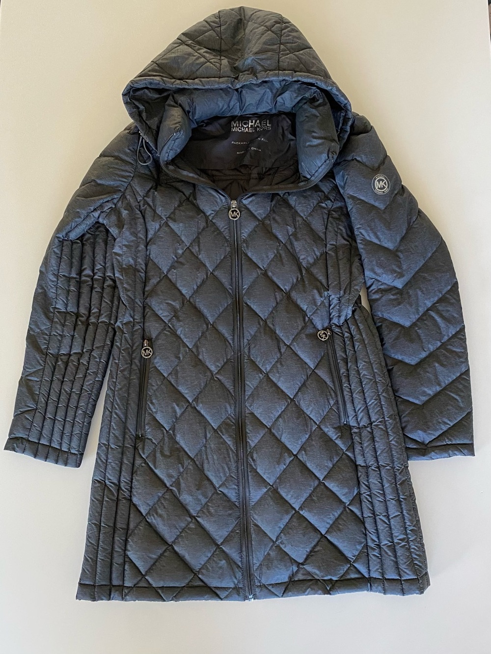 Michael Kors Women's Medium Charcoal Diamond Quilted Packable Down coat